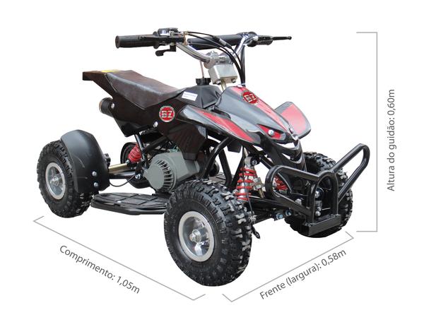 Quadriciclo 49cc BZ Dino preto automático partida a corda, gasolina e óleo 2 tempos Barzi Motors Menor preço em Quadriciclo 49cc BZ Dino preto automático partida a corda, gasolina e óleo 2 tempos Barzi Motors