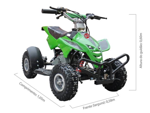 Quadriciclo 49cc BZ Dino Verde automático partida a corda, gasolina e óleo 2tempos Barzi Motors Menor preço em Quadriciclo 49cc BZ Dino Verde automático partida a corda, gasolina e óleo 2tempos Barzi Motors