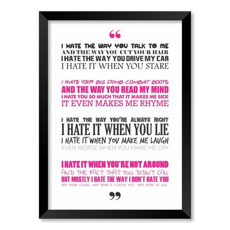 QUADRO 10 COISAS QUE EU ODEIO EM VOCÊ - TAMANHO A4 - Moldura Preta Sem Acrílico - Pôster no quadro Menor preço em QUADRO 10 COISAS QUE EU ODEIO EM VOCÊ - TAMANHO A4 - Moldura Preta Sem Acrílico - Pôster no quadro