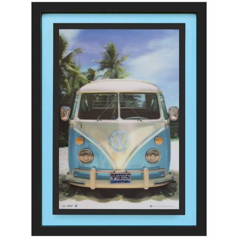 Quadro 3D Kombi Azul e Branca na Praia 65x85cm - Decore pronto Menor preço em Quadro 3D Kombi Azul e Branca na Praia 65x85cm - Decore pronto