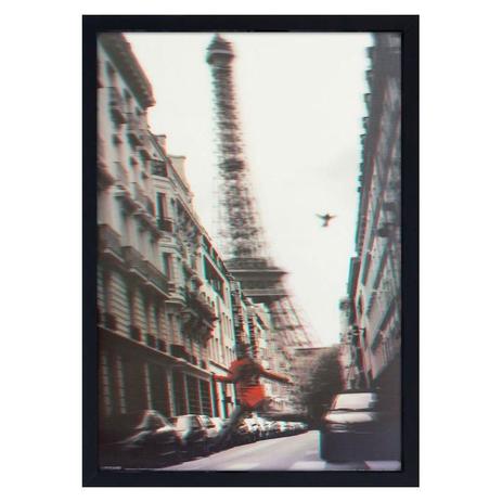 Quadro 3D Mulher de Vermelho Pulando na Rua Torre Eiffel 50x70cm - Decore pronto Menor preço em Quadro 3D Mulher de Vermelho Pulando na Rua Torre Eiffel 50x70cm - Decore pronto