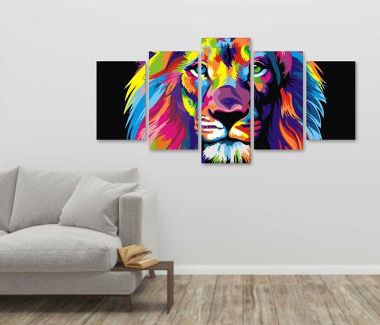 Quadro 5 Pecas Decorativo Leao Colorido Color 129x64cm Khameodecor Quadro Decorativo Magazine Luiza Sem gastar muito, você terá um ambiente mais bonito e aconchegante! quadro 5 pecas decorativo leao colorido color 129x64cm khameodecor