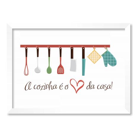 QUADRO A COZINHA É O CORAÇÃO DA CASA - TAMANHO A5 - Moldura Branca Sem Acrílico - Pôster no quadro é boa?