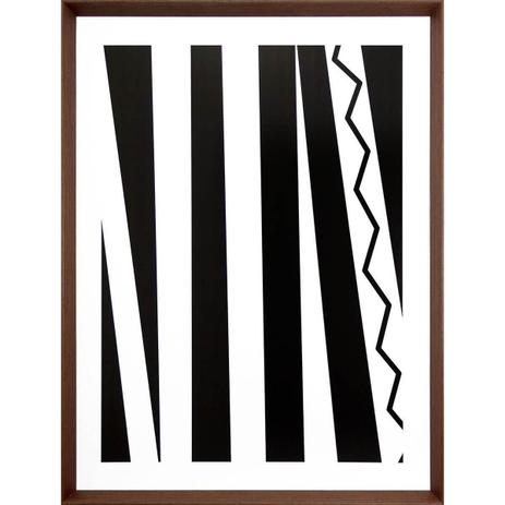 Menor preço em Quadro Abstrato com Moldura Marrom Faixas em Preto e Branco 60x80cm - Decore pronto