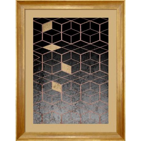 Quadro Abstrato Decor Geométrico Preto e Dourado 70x90cm - Decore pronto Menor preço em Quadro Abstrato Decor Geométrico Preto e Dourado 70x90cm - Decore pronto