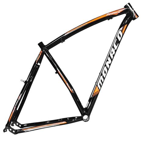 Menor preço em Quadro Aro 29 Mtb Alumínio Monaco Pegasus 21 Preto Brilhante Adesivo Laranja V-Brake