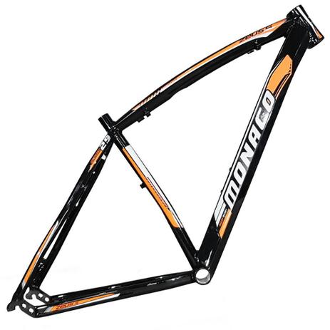 Menor preço em Quadro Aro 29 Mtb Alumínio Monaco Zeus 17/19 Preto Brilhante Adesivo Laranja