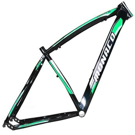 Quadro Aro 29 Mtb Alumínio Monaco Zeus 17/19 Preto Brilhante Adesivo Verde Menor preço em Quadro Aro 29 Mtb Alumínio Monaco Zeus 17/19 Preto Brilhante Adesivo Verde