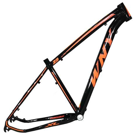 Menor preço em Quadro Aro 29 Mtb Alumínio Wny XL 17 Preto Brilhante Adesivo Laranja Neon - Wendy