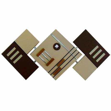 Quadro Artesanal Abstrato Losango 65x125cm Marrom Uniart Menor preço em Quadro Artesanal Abstrato Losango 65x125cm Marrom Uniart