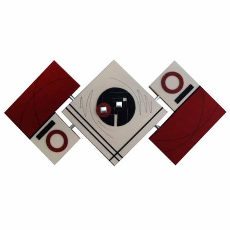 Quadro Artesanal Abstrato Losango 65x125cm Vermelho Uniart Menor preço em Quadro Artesanal Abstrato Losango 65x125cm Vermelho Uniart