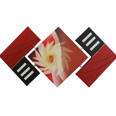 Quadro Artesanal Abstrato Losango Floral 65x125cm Marrom Uniart Menor preço em Quadro Artesanal Abstrato Losango Floral 65x125cm Marrom Uniart