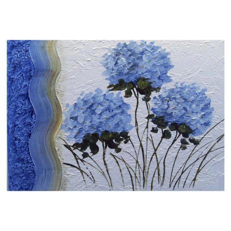 Quadro Artesanal com Textura Hortensias Azul 70x100 Uniart Menor preço em Quadro Artesanal com Textura Hortensias Azul 70x100 Uniart