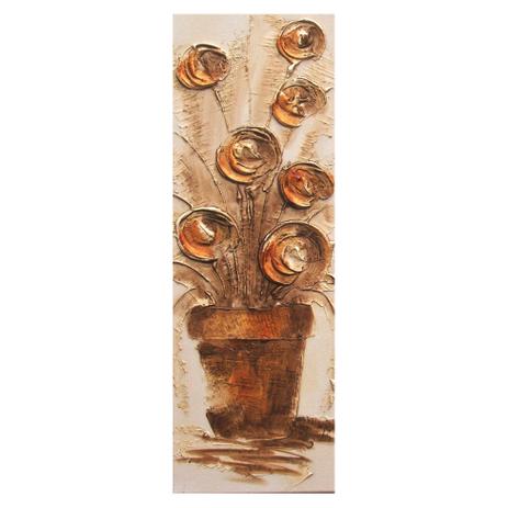 Quadro Artesanal com Textura Vaso com Flores Marrom 20x60cm Uniart Menor preço em Quadro Artesanal com Textura Vaso com Flores Marrom 20x60cm Uniart