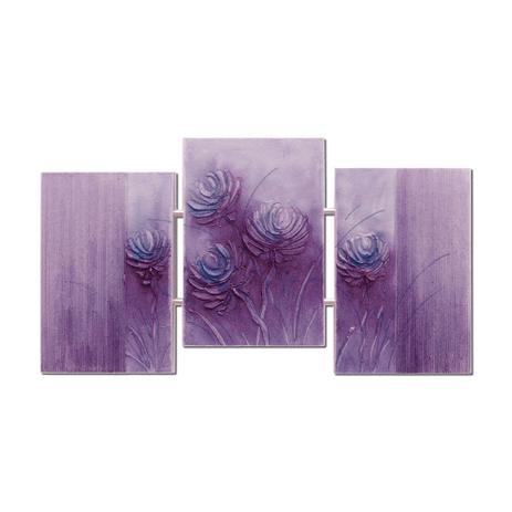 Quadro Artesanal Trio com Textura Abstrato Lilás Uniart Menor preço em Quadro Artesanal Trio com Textura Abstrato Lilás Uniart