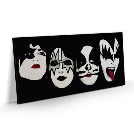 Quadro Banda Rock Grande Kiss Máscaras Decorativo 100x50 - Bimper Menor preço em Quadro Banda Rock Grande Kiss Máscaras Decorativo 100x50 - Bimper