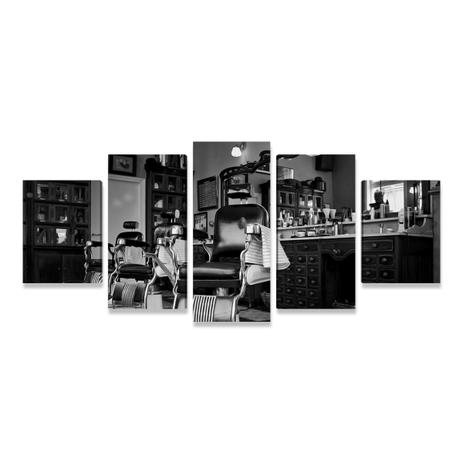Quadro Barbearia Vintage Mosaico 5 Telas Retrô Vintage PEQ - Bimper Menor preço em Quadro Barbearia Vintage Mosaico 5 Telas Retrô Vintage PEQ - Bimper