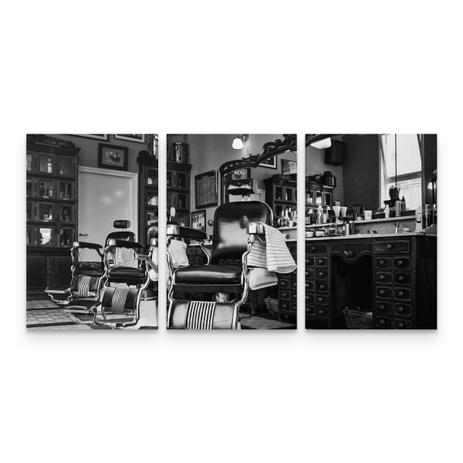 Quadro Barbearia Vintage Retrô Decorativo Mosaico 3 Telas - Bimper Menor preço em Quadro Barbearia Vintage Retrô Decorativo Mosaico 3 Telas - Bimper
