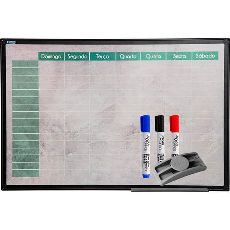Quadro Branco de Planejamento Semanal 90x60cm com Canetas e Apagador - Stalo Menor preço em Quadro Branco de Planejamento Semanal 90x60cm com Canetas e Apagador - Stalo