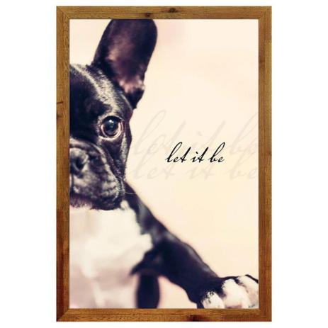 Quadro Cachorro Bulldog Francês com Moldura Rústica e Frase Deixe Ser 40x60cm - Decore pronto Menor preço em Quadro Cachorro Bulldog Francês com Moldura Rústica e Frase Deixe Ser 40x60cm - Decore pronto