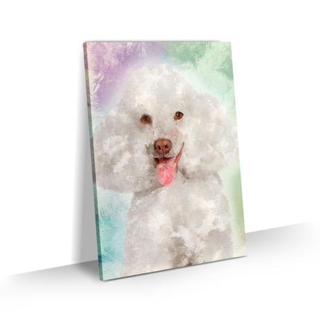 Quadro Cachorro Poodle Branco Colorido Arte Aquarela 60x40 - Bimper Menor preço em Quadro Cachorro Poodle Branco Colorido Arte Aquarela 60x40 - Bimper