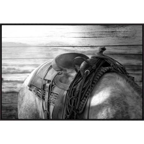 Quadro Canvas com Moldura Preta Cavalo Encilhado em Preto e Branco 120x80cm - Decore pronto Menor preço em Quadro Canvas com Moldura Preta Cavalo Encilhado em Preto e Branco 120x80cm - Decore pronto