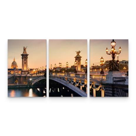 Quadro Cidade Paris Ponte Alexandre III Decorativo 3 Telas - Bimper Menor preço em Quadro Cidade Paris Ponte Alexandre III Decorativo 3 Telas - Bimper