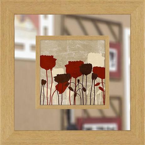 Quadro com Espelho Decorativo Flores Vermelhas 65x65cm - Decore pronto é boa?