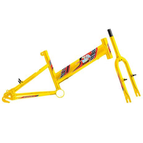 Menor preço em Quadro Com Garfo Rebaixado Aço Cromado Amarelo Pro Tork Ultra - Ultra bikes