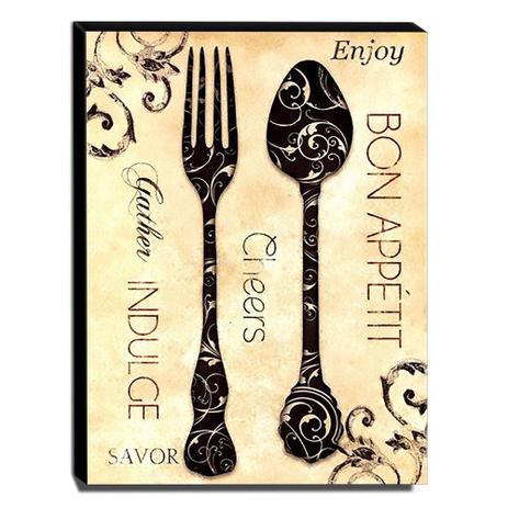 Quadro Cozinha Vintage Talheres Canvas 40x30cm-COZ126 - Lubrano Decor Menor preço em Quadro Cozinha Vintage Talheres Canvas 40x30cm-COZ126 - Lubrano Decor