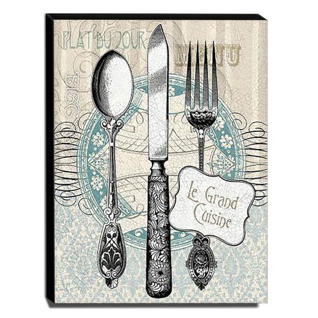 Quadro Cozinha Vintage Talheres Canvas 40x30cm-COZ128 - Lubrano decor Menor preço em Quadro Cozinha Vintage Talheres Canvas 40x30cm-COZ128 - Lubrano decor