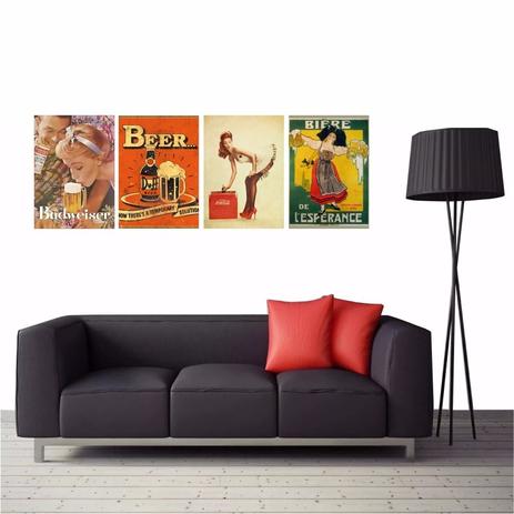 Quadro De Tela Boteco Bar Beer Kit4 Peças 50x40 - Quadros mais Menor preço em Quadro De Tela Boteco Bar Beer Kit4 Peças 50x40 - Quadros mais
