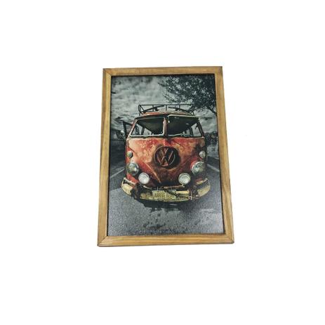 Quadro Decorativa Quarto Sala Kombi Madeira 20x30Cm Vermelho - Maisaz Menor preço em Quadro Decorativa Quarto Sala Kombi Madeira 20x30Cm Vermelho - Maisaz