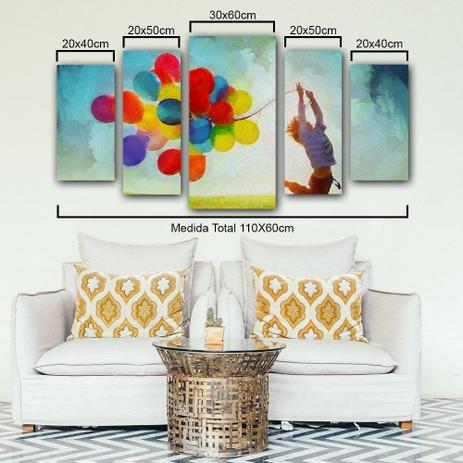 Quadro Decorativo 110x60cm Balões 5 Pçs Sala ou Quarto - Artplex é boa?