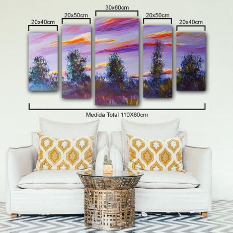 Quadro Decorativo 110x60cm Purple Sky 5 Pçs Sala ou Quarto - Artplex é boa?