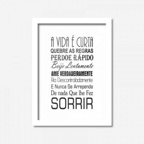 Quadro Decorativo A Vida É Curta 45cmx33cm Los Quadros Branco Menor preço em Quadro Decorativo A Vida É Curta 45cmx33cm Los Quadros Branco