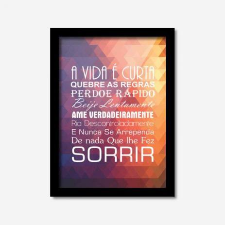 Quadro Decorativo A Vida é Curta Ame Verdadeiramente 45cmx33cm Los Quadros Preto Menor preço em Quadro Decorativo A Vida é Curta Ame Verdadeiramente 45cmx33cm Los Quadros Preto