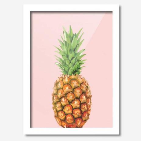 Quadro Decorativo Abacaxi 33cmx24cm Los Quadros Branco Menor preço em Quadro Decorativo Abacaxi 33cmx24cm Los Quadros Branco