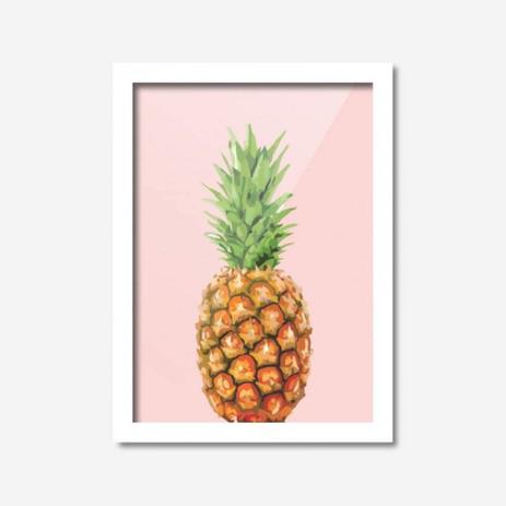 Quadro Decorativo Abacaxi 45cmx33cm Los Quadros Branco Menor preço em Quadro Decorativo Abacaxi 45cmx33cm Los Quadros Branco