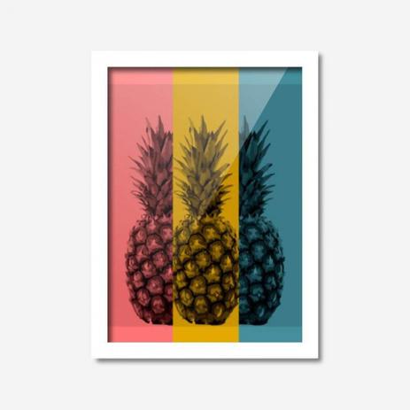 Quadro Decorativo Abacaxi Colorido 45cmx33cm Los Quadros Branco Menor preço em Quadro Decorativo Abacaxi Colorido 45cmx33cm Los Quadros Branco