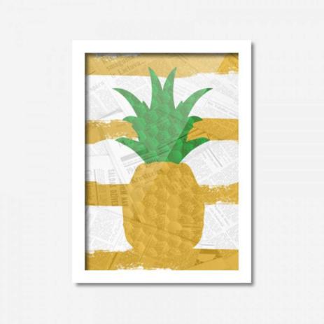 Quadro Decorativo Abacaxi Jornal 45cmx33cm Los Quadros Branco Menor preço em Quadro Decorativo Abacaxi Jornal 45cmx33cm Los Quadros Branco