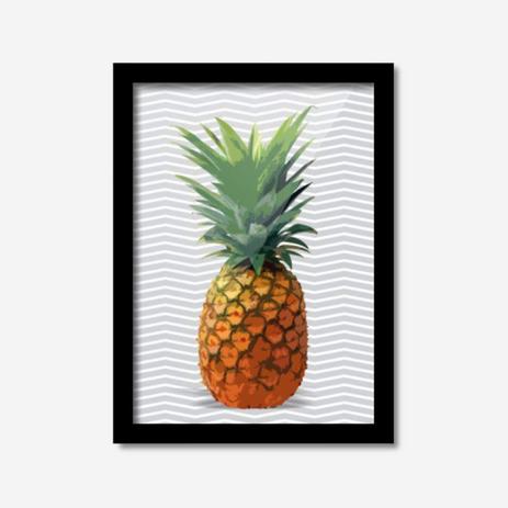 Quadro Decorativo Abacaxi Listras 45cmx33cm Los Quadros Preto Menor preço em Quadro Decorativo Abacaxi Listras 45cmx33cm Los Quadros Preto