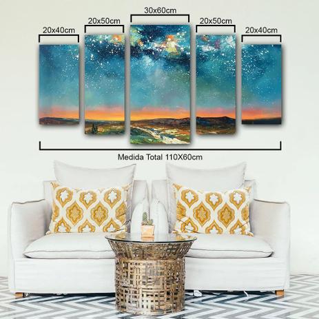 Quadro Decorativo Abstrato 110cm Céu 5 Pçs Sala ou Quarto - Artplex Menor preço em Quadro Decorativo Abstrato 110cm Céu 5 Pçs Sala ou Quarto - Artplex