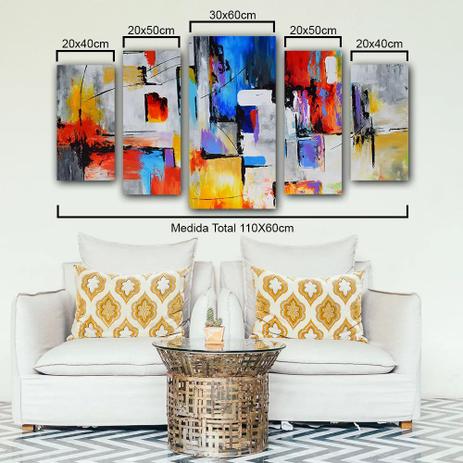 Quadro Decorativo Abstrato 110x60cm 5 Pçs Sala ou Quarto - Artplex Menor preço em Quadro Decorativo Abstrato 110x60cm 5 Pçs Sala ou Quarto - Artplex