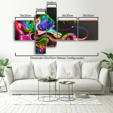 Quadro Decorativo Abstrato 120x60cm 5 Pçs Sala ou Quarto - Artplex Menor preço em Quadro Decorativo Abstrato 120x60cm 5 Pçs Sala ou Quarto - Artplex