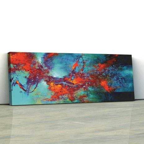Quadro Decorativo Abstrato 50x150cm Blue Red - Artplex Menor preço em Quadro Decorativo Abstrato 50x150cm Blue Red - Artplex