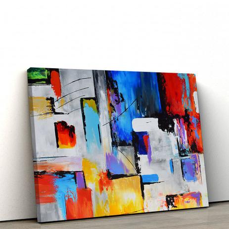 Quadro Decorativo Abstrato em Tela Canvas Formas Geométricas Mosáico 45x60cm - ARTPLEX Menor preço em Quadro Decorativo Abstrato em Tela Canvas Formas Geométricas Mosáico 45x60cm - ARTPLEX