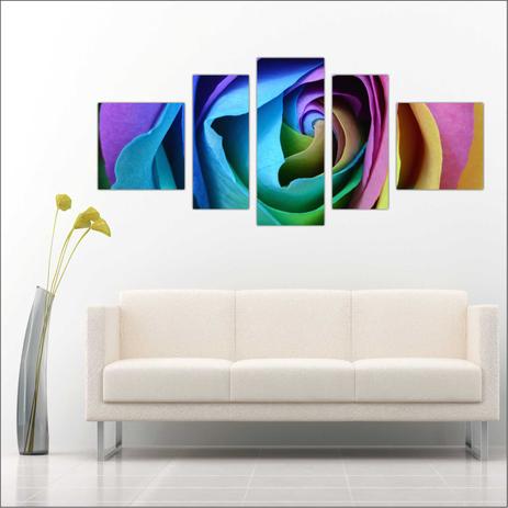 Quadro Decorativo Abstrato Flor Mosaico Com 5 Peças TT1 - Vital Menor preço em Quadro Decorativo Abstrato Flor Mosaico Com 5 Peças TT1 - Vital