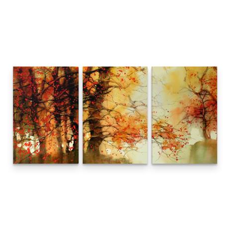 Quadro Decorativo Abstrato Galhos Árvores Flores 3 Telas - Bimper Menor preço em Quadro Decorativo Abstrato Galhos Árvores Flores 3 Telas - Bimper