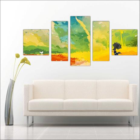 Quadro Decorativo Abstrato Mosaico Moderno Decoração 5 Peças GG2 - Vital Menor preço em Quadro Decorativo Abstrato Mosaico Moderno Decoração 5 Peças GG2 - Vital